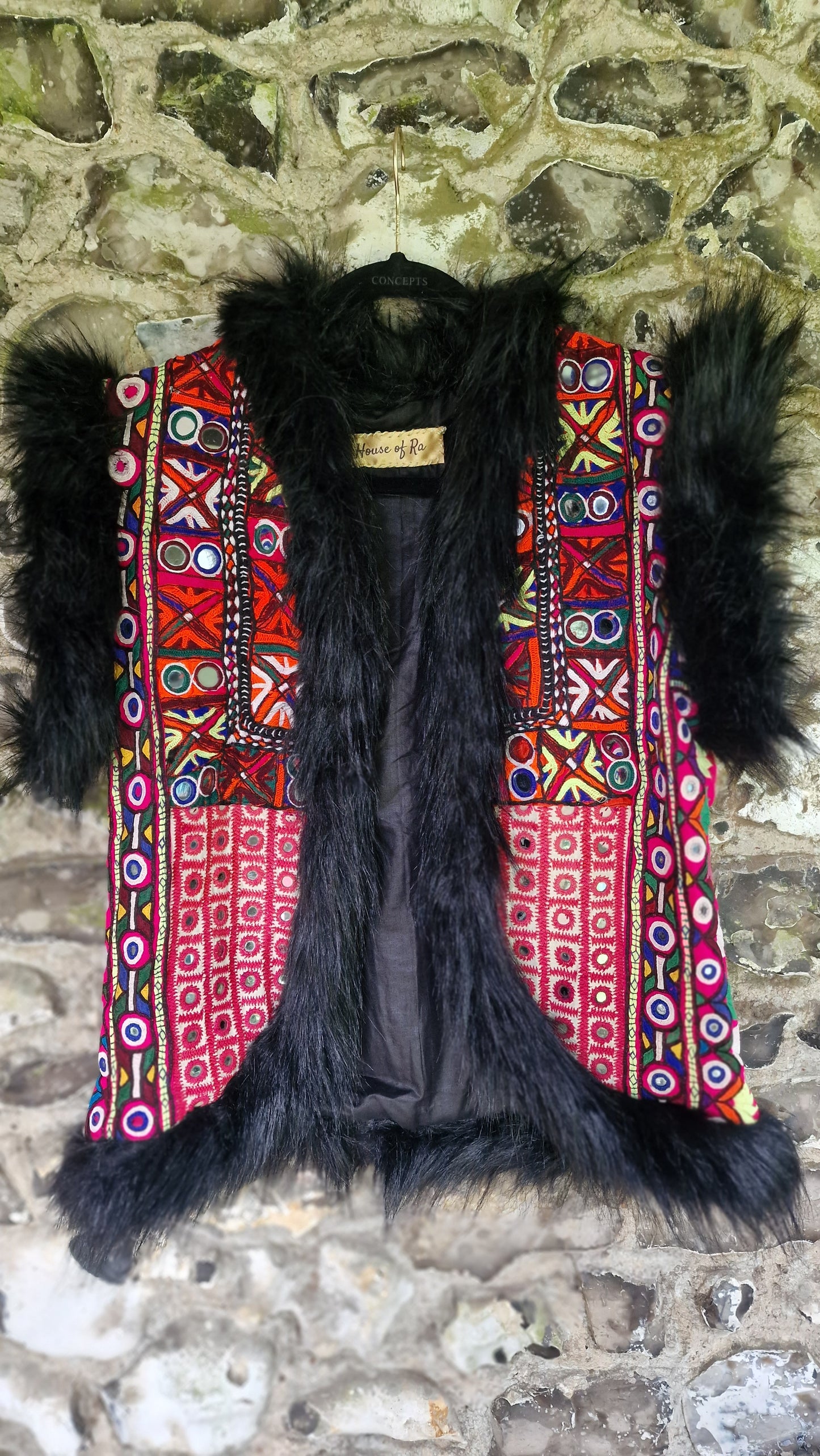 Faux Fur Vintage fabric Gilet 1 - Sml