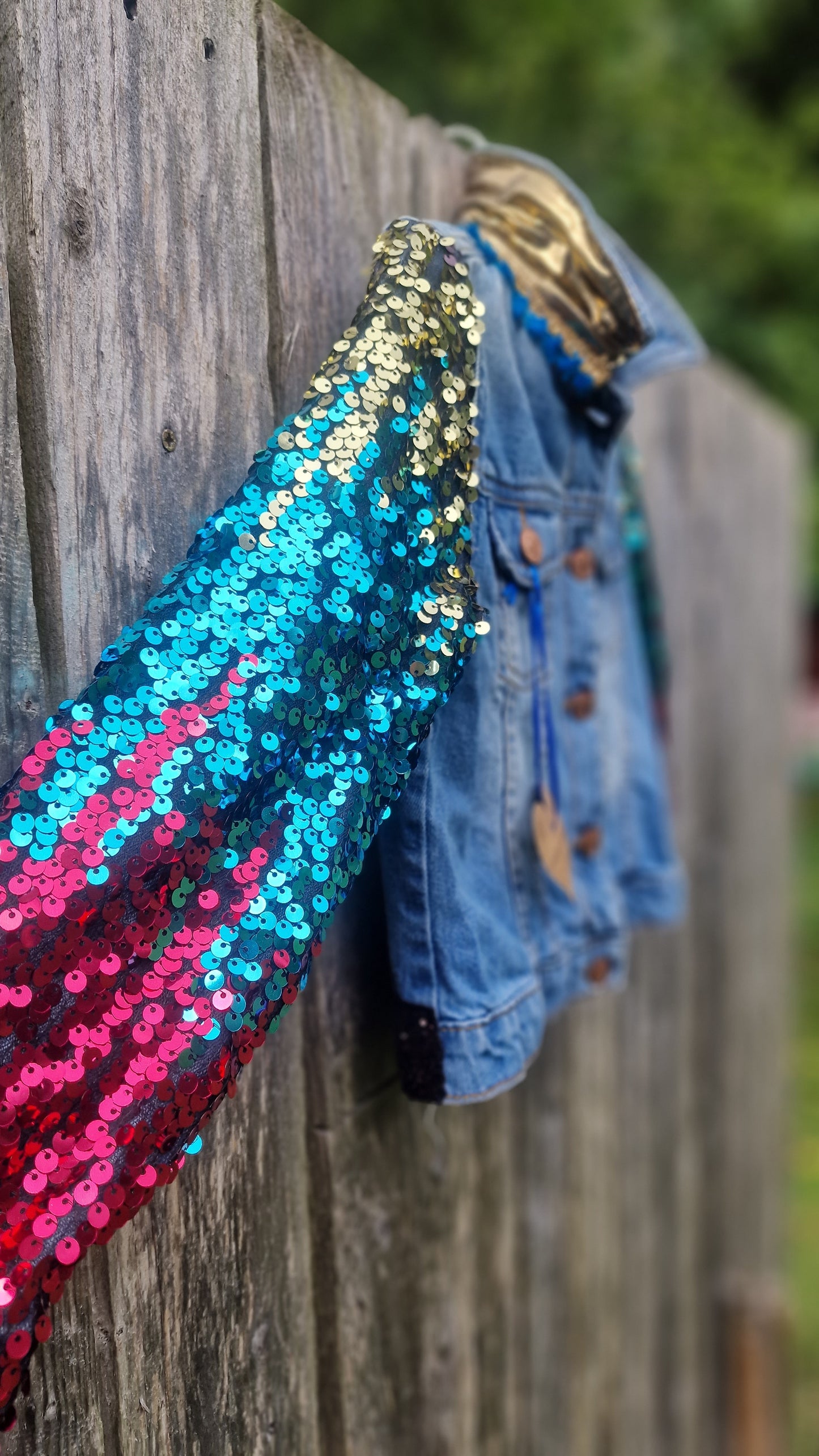 'The sequin Leopard' reworked denim jacket