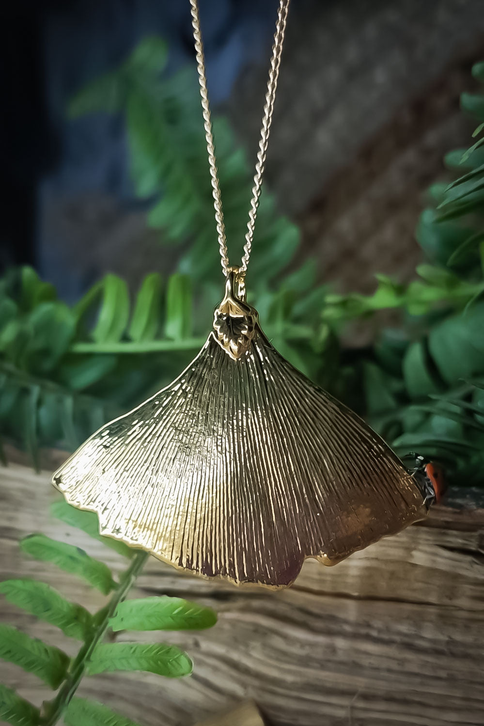 Real Ginko leaf dipped in gold - 24" chain & giftbox