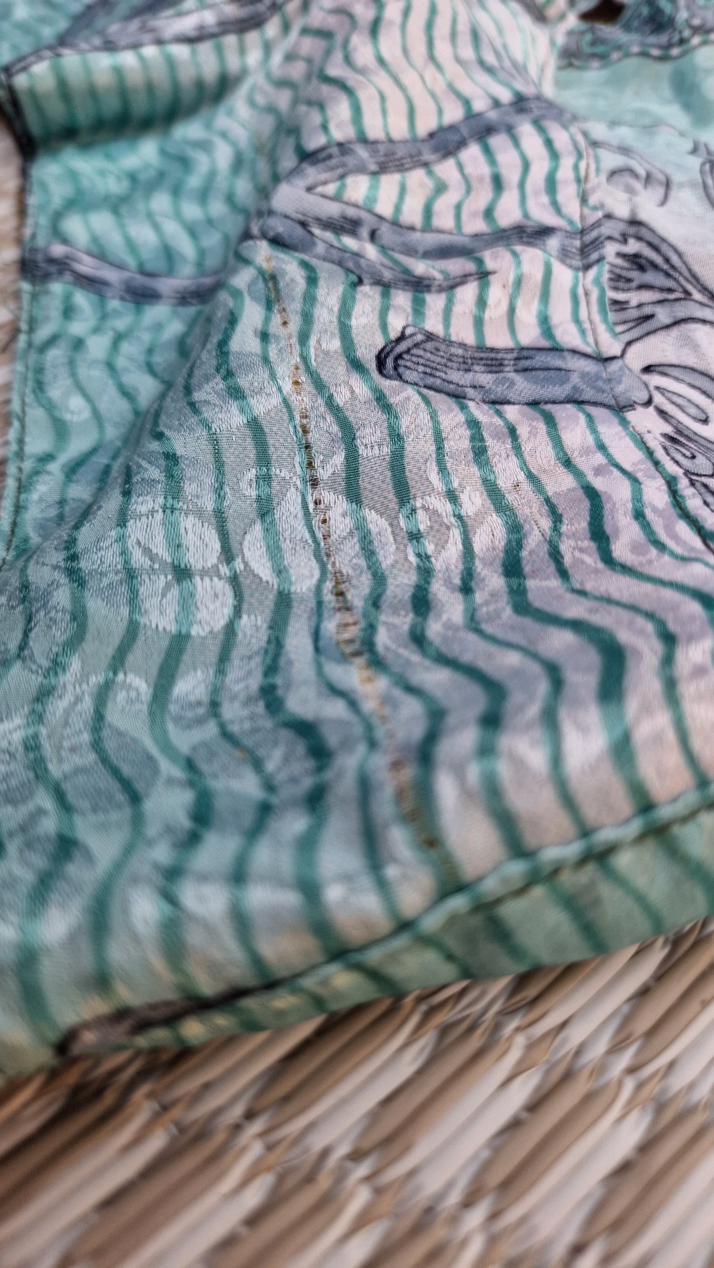 Reversible Sari wrap Top Yellow/light Blue
