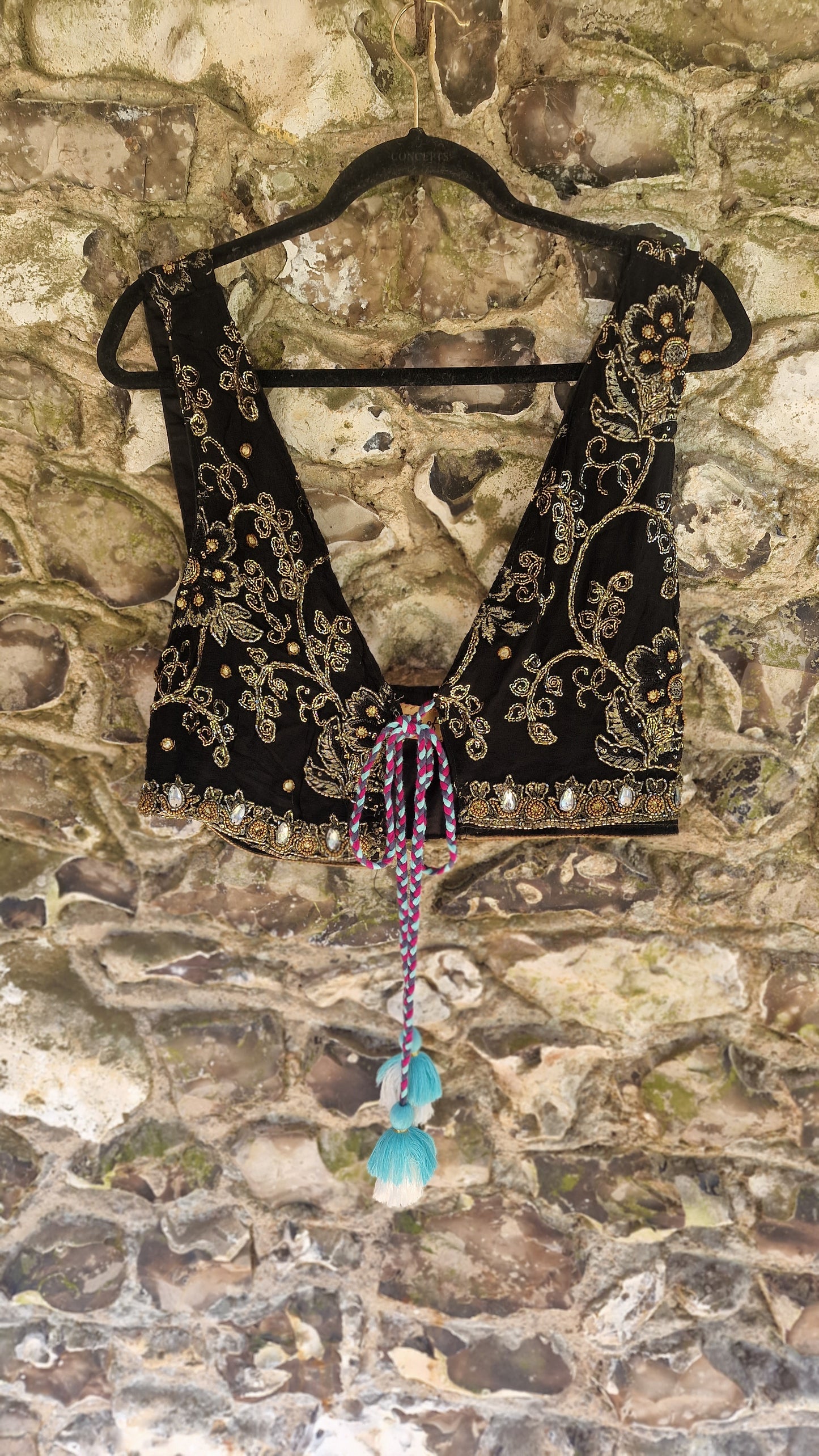 Black/Gold Sari Gilet