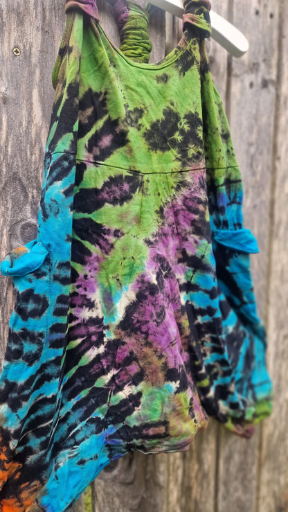 Tie Dye harem jump suit - Green/Purle/Blue