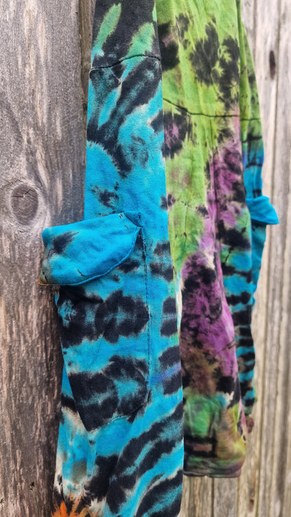 Tie Dye harem jump suit - Green/Purle/Blue