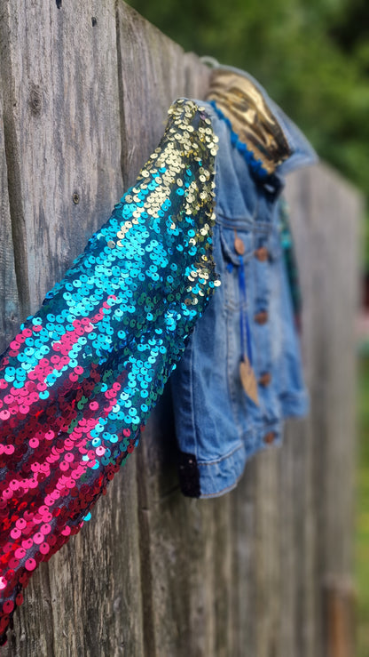 'The sequin Leopard' reworked denim jacket