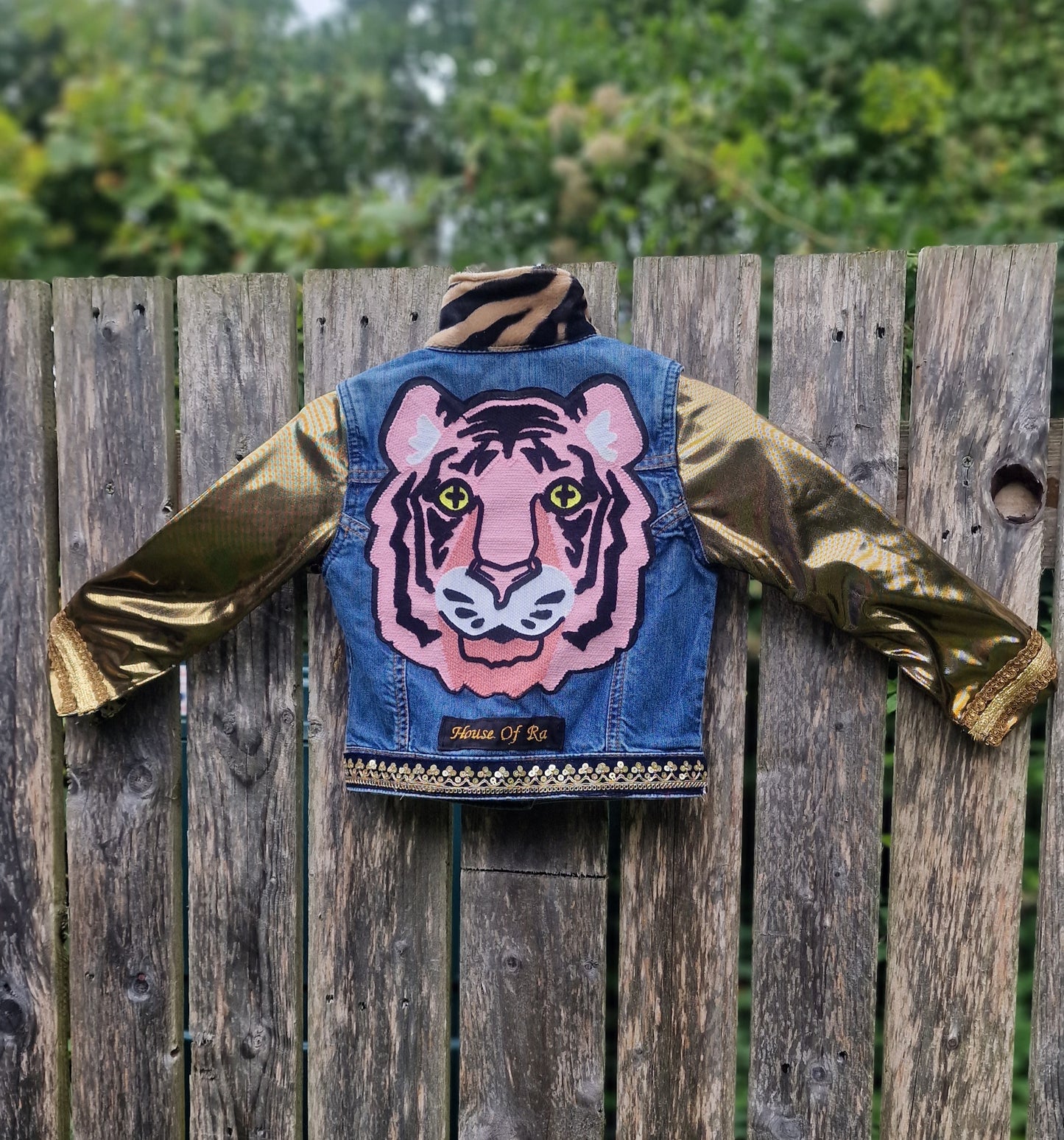 'The neon Tiger' reworked denim jacket