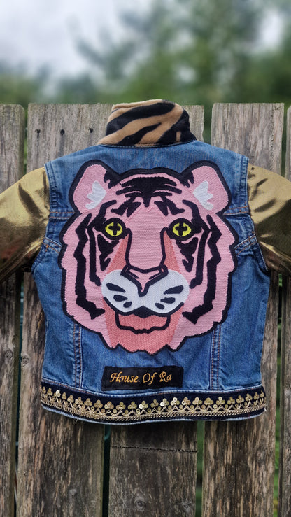 'The neon Tiger' reworked denim jacket