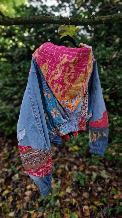 'Linear Rebel' Scrap fabric bomber - 4