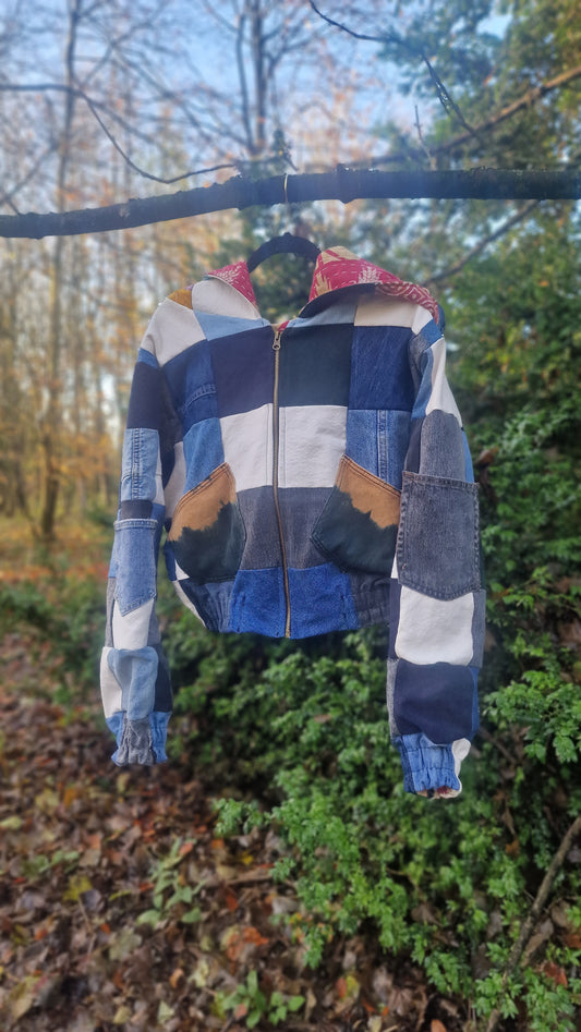 'Linear Rebel' Patchwork Scrap fabric bomber - 9