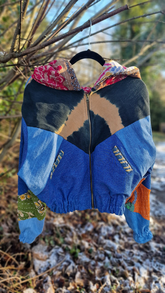 'Linear Rebel' Scrap fabric bomber - 8