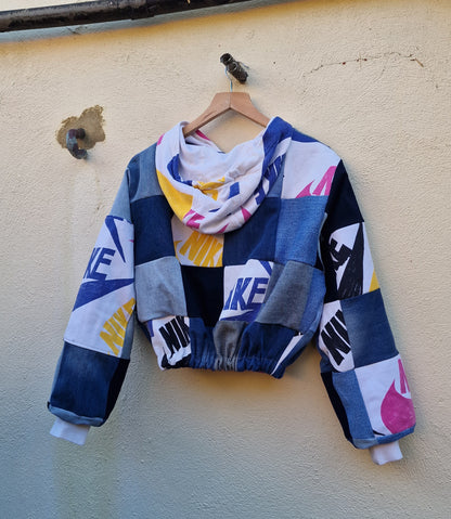Nike X Denim Patchwork Scrap fabric bomber jacket