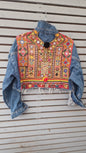 Boho cropped denim jacket
