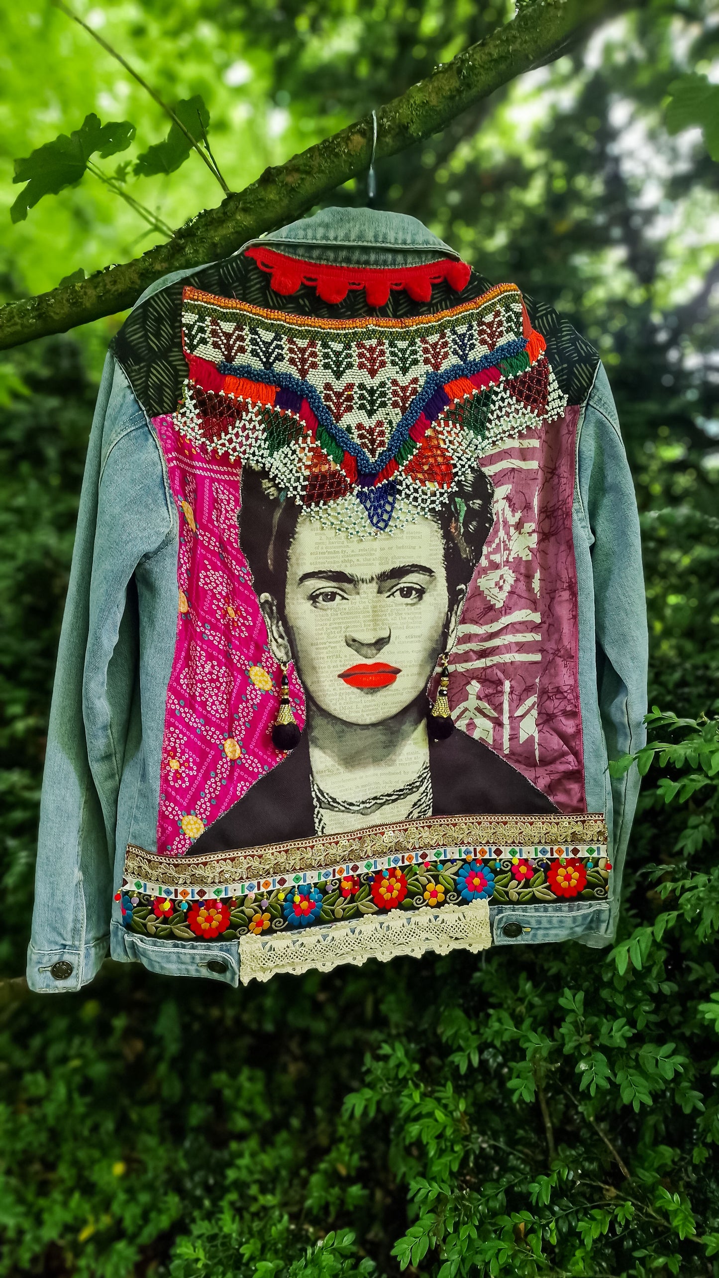 Frida Kahlo Boho Denim Jacket