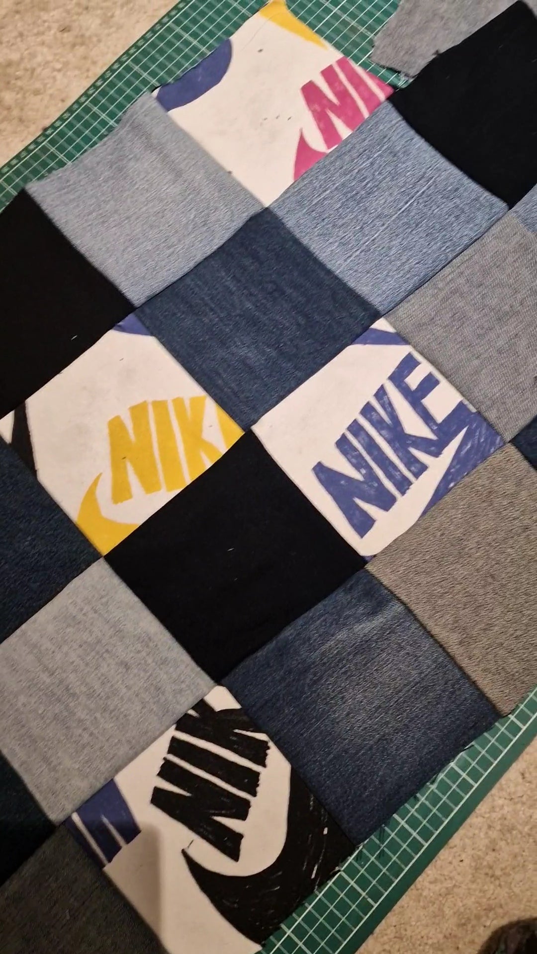 Nike X Denim Patchwork Scrap fabric bomber jacket