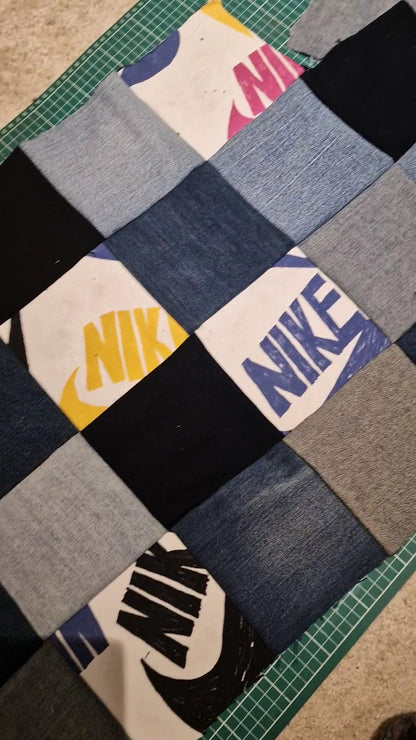 Nike X Denim Patchwork Scrap fabric bomber jacket