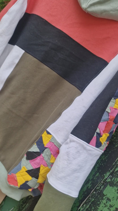 Reworked 'Nike' Scrap art fabric Hoodie