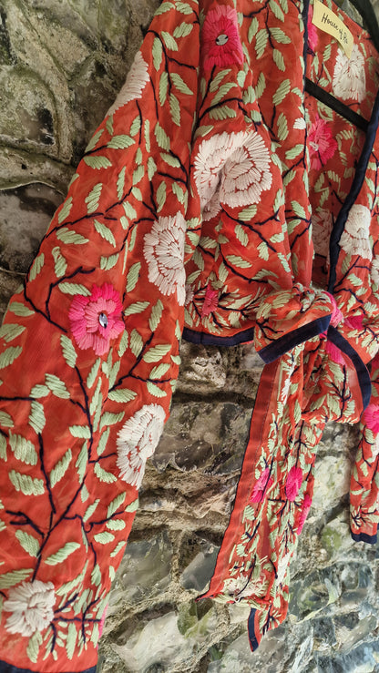Embroidered Wrap Top - Orange