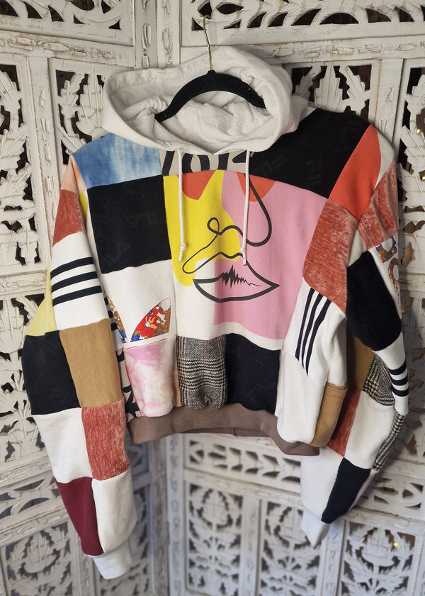 Upcycled patchwork hoodie 2