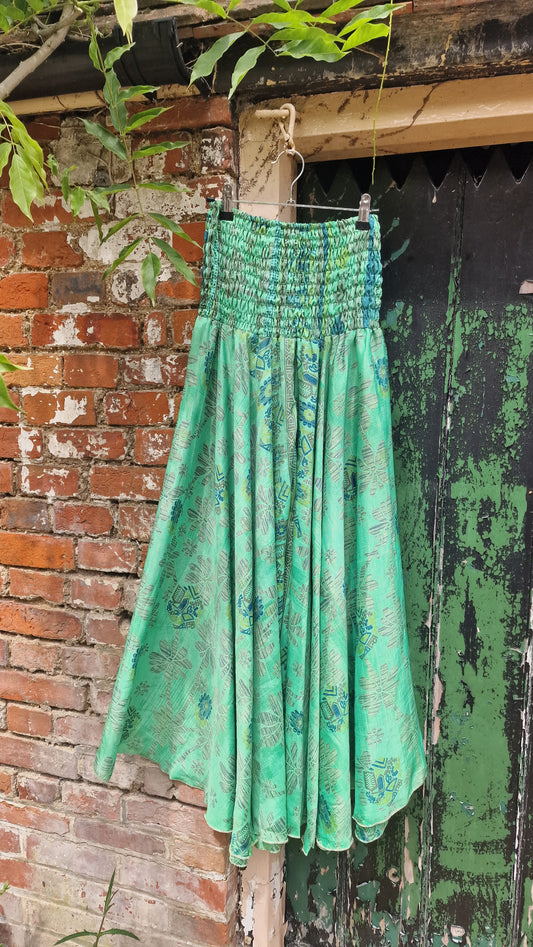 Green Recycled Sari palazzo trousers