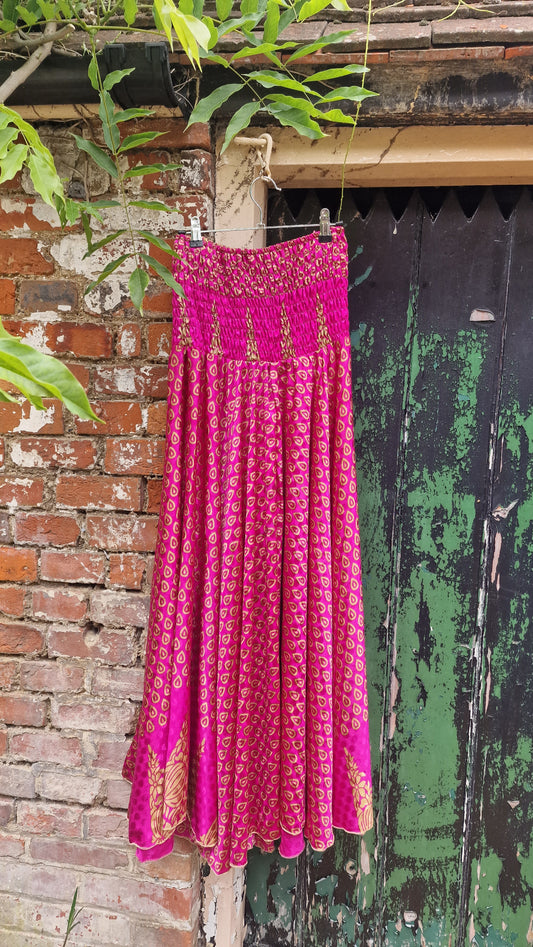 Bright Pink/Gold Recycled Sari palazzo trousers