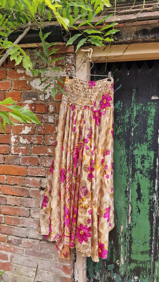 Gold Floral Recycled Sari palazzo trousers