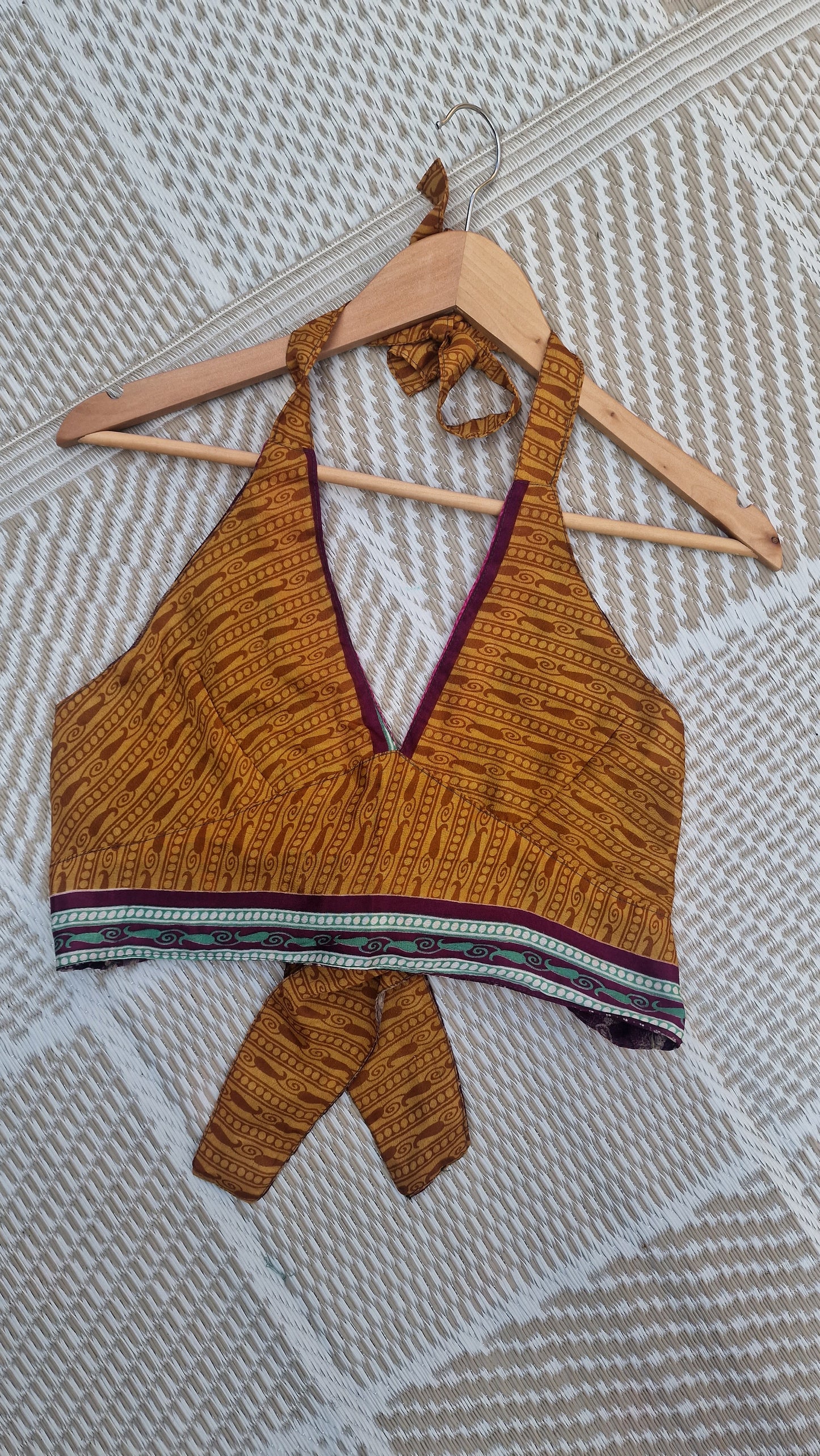 Reversible Sari wrap Top Deep Purple/Orange