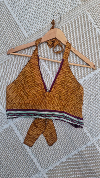 Reversible Sari wrap Top Deep Purple/Orange