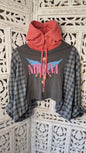 'Nirvana' Upcycled cropped Hooded Shirt-Tee