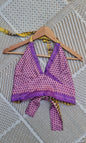 Reversible Sari wrap Top Purple/Yellow